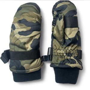 Camouflage Kids Mittens with Black Accents
